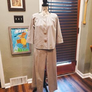 MICHAEL MICHAEL KORS Gray Houndstooth 2 Piece Women's Cropped Pant Suit